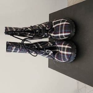 (Consigned) Renvy Charcoal Plaid Combat Boots